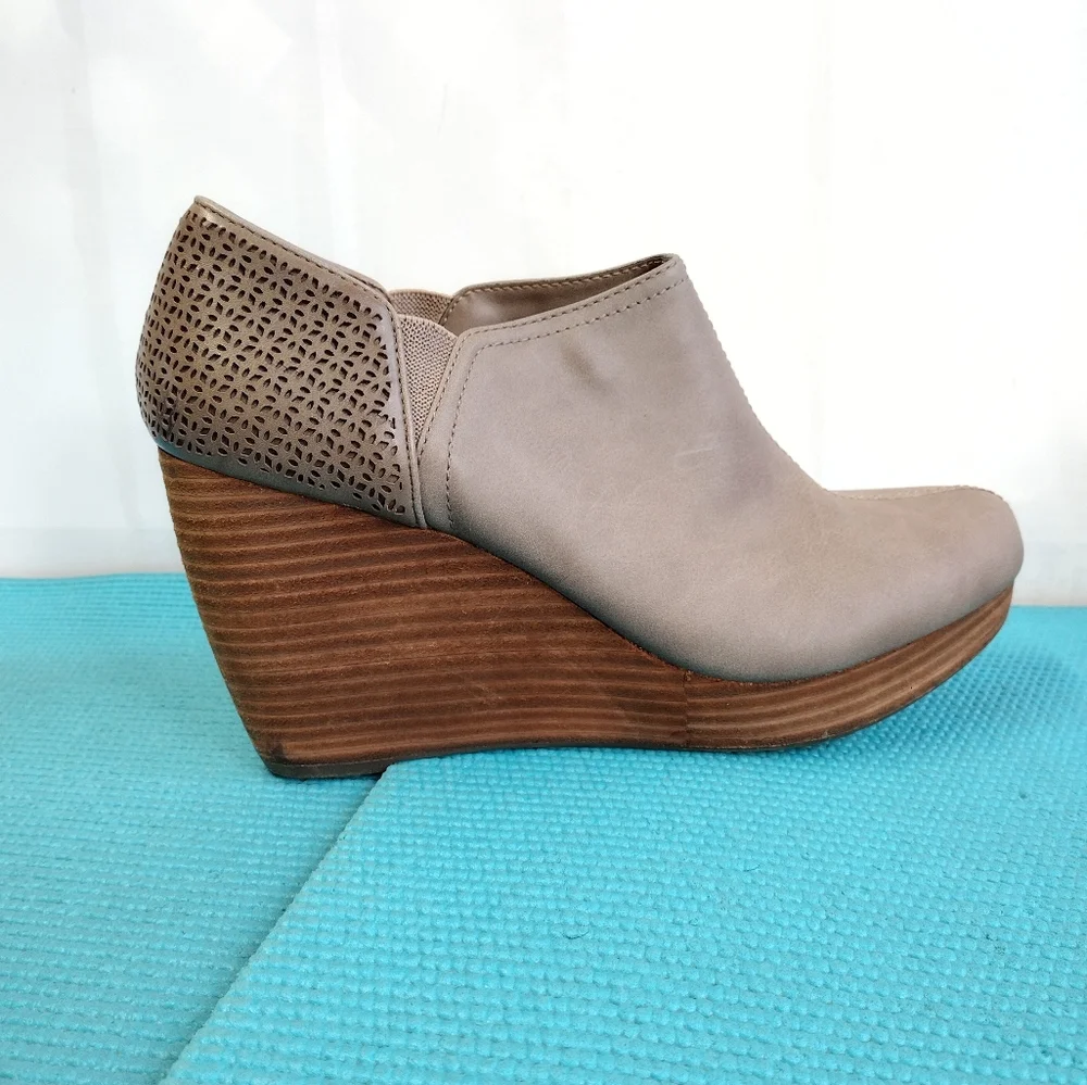Dr Scholls Harlow Stacked Wedge Ankle Boots Bootie Slip On Size 11M